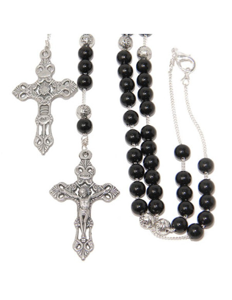 Ave Maria Rosenkranz schwarze Kunststoffperle