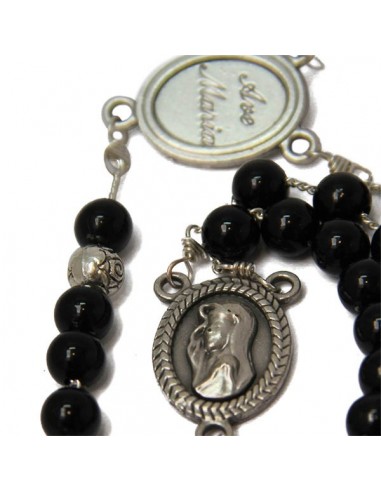 Chapelet Ave Maria plastique noir perle