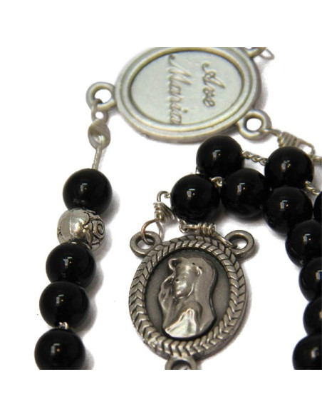 Ave Maria rosary black plastic pearl