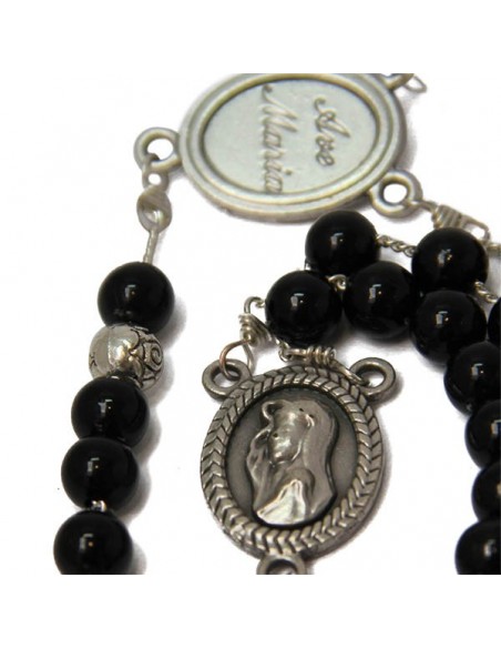 Chapelet Ave Maria plastique noir perle