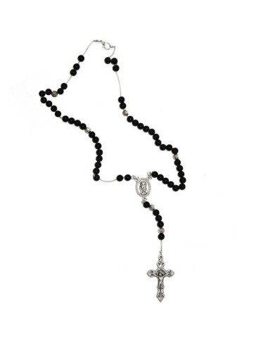 Ave Maria rozenkrans zwarte kunststof parel