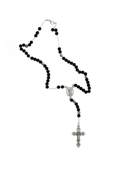 Chapelet Ave Maria plastique noir perle