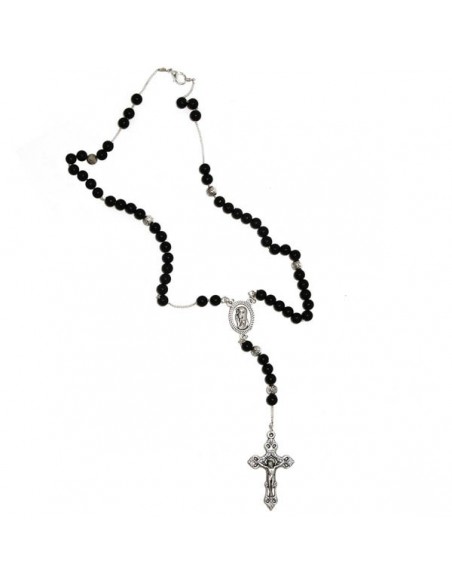 Rosario Ave Maria perla in plastica nera
