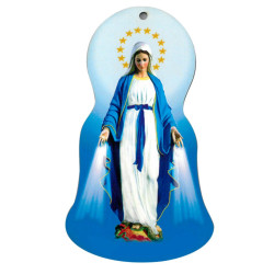 Placa de pared Virgen Milagrosa en madera – 8,5 × 14,5 cm