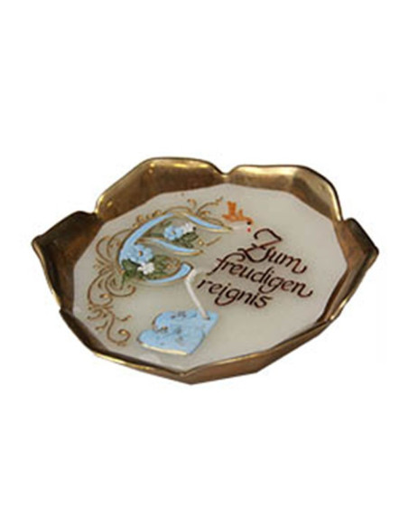 Bougie pour un heureux événement dans un bol laiton - bleu