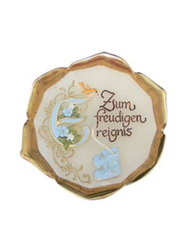 Bougie pour un heureux événement dans un bol laiton - bleu