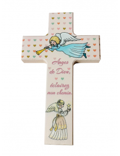 Croix en bois chambre d'enfant - Anges de Dieu