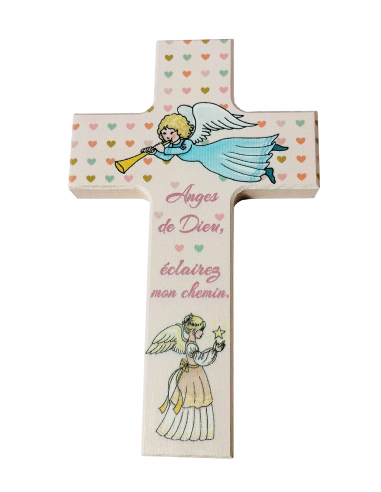 Wooden cross for children's room - Angels of God