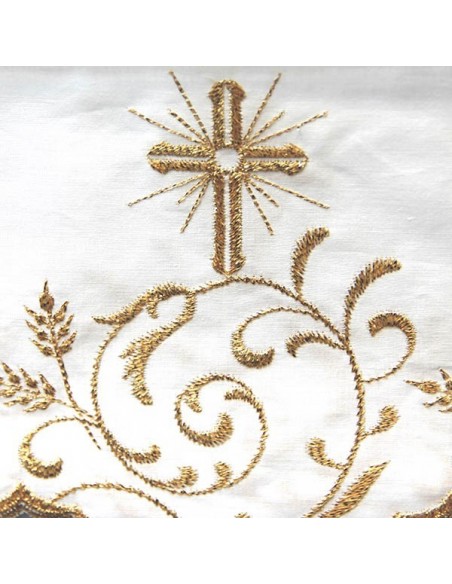 Nappe d'autel broderie croix or - 2 cotés
