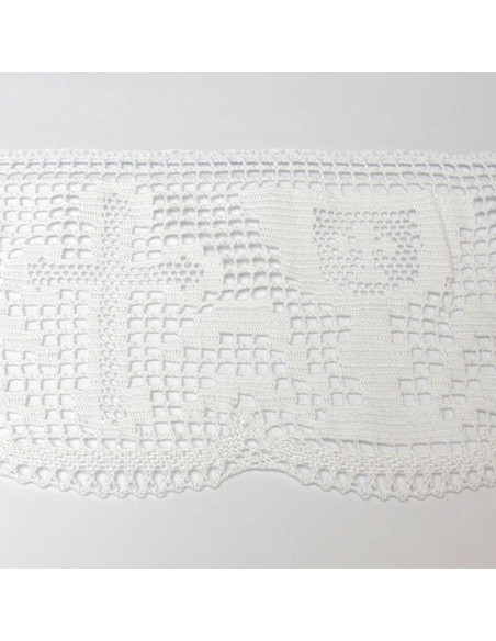 Nappe d'autel brodée avec dentelle – Croix et calices sur 3 côtés