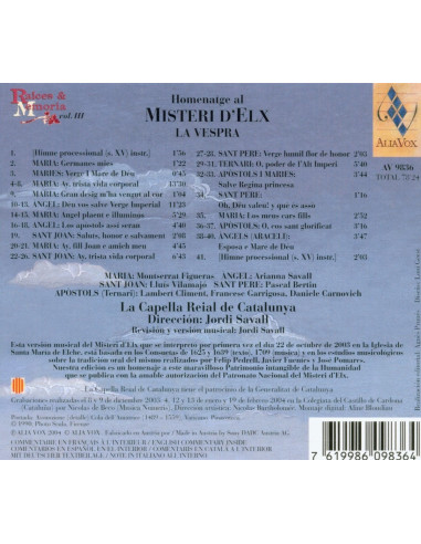 Homenatge al Misteri d'Elx : la Vespra - CD