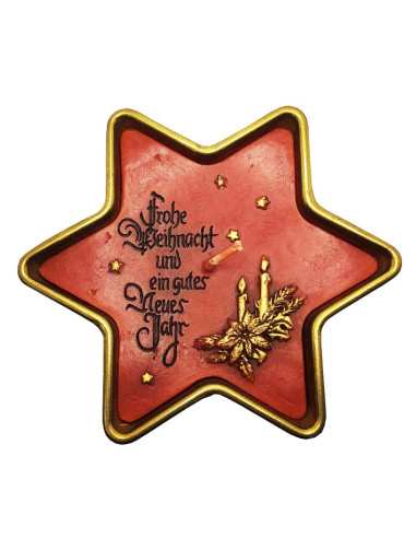 Vela de Feliz Navidad y próspero Año Nuevo en cuenco de latón