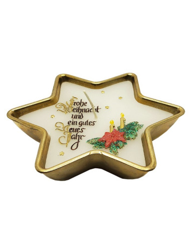 Bougie Joyeux Noël et bonne année dans un bol laiton