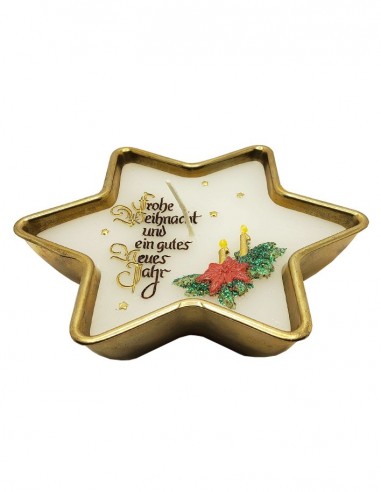 Merry Christmas and Happy New Year candle in a brass bowl