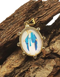 Médaille de la Vierge Miraculeuse - Métal doré et strass
