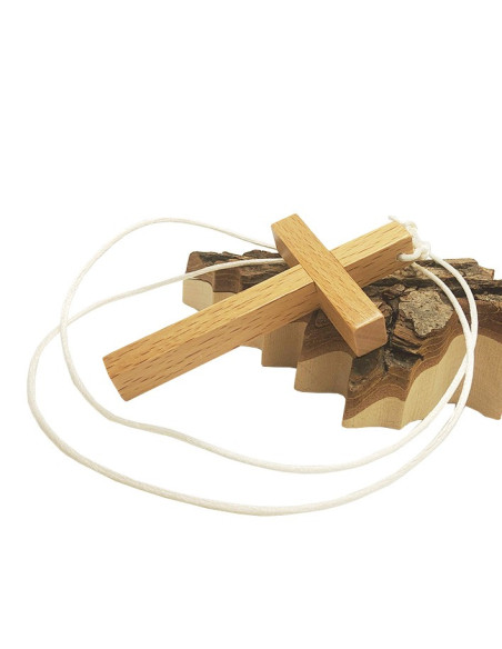 Wooden communion cross necklace