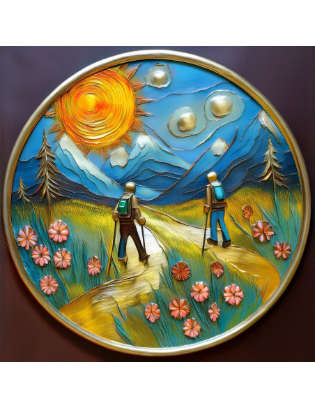 Écusson personnalisé bâton de marche en laiton 40 mm