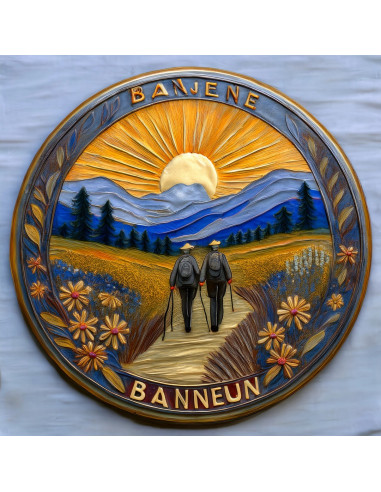 Écusson personnalisé bâton de marche en laiton 40 mm