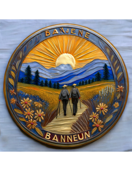 Écusson personnalisé bâton de marche en laiton 40 mm