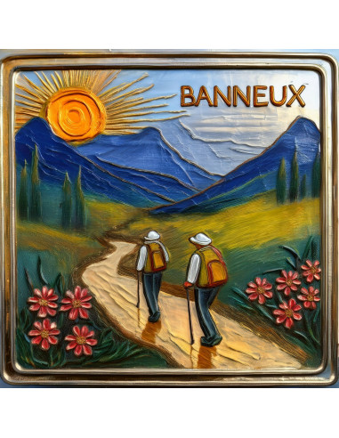 Écusson personnalisé bâton de marche en laiton 40 mm