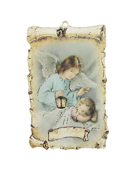 Beschermengel wandplaat van MDF – Vintage 9,5 × 15 cm