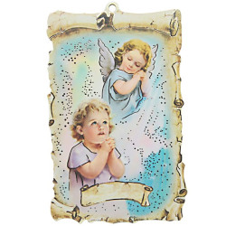 Schutzengel-Wandbild aus MDF-Holz – Vintage 9,5 × 15 cm
