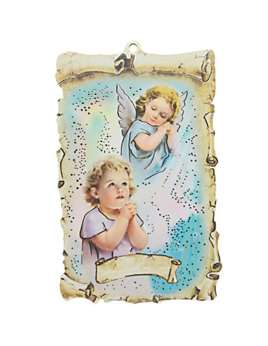 Ange Protecteur Plaque Murale en Bois – Décoration Religieuse pour Chambre d’Enfant