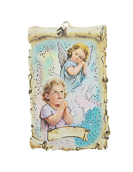 Guardian Angel Wooden Wall Plaque – Religious Decoration for Children's Rooms