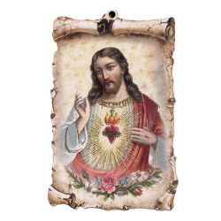 Targa da parete Sacro Cuore di Gesù in legno MDF – Vintage 15 cm