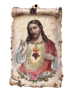 Wandtafel Heiligstes Herz Jesu - Vintage-Stil 9,5x15cm