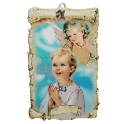 Schutzengel-Wandbild Vintage aus MDF-Holz – 9,5 × 15 cm