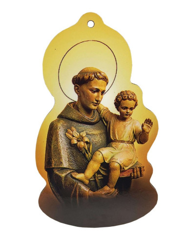 Targa da parete Sant'Antonio di Padova in legno – 8 × 14,5 cm