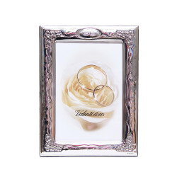 Valenti silver wedding photo frame with wedding rings – 9 × 13 cm