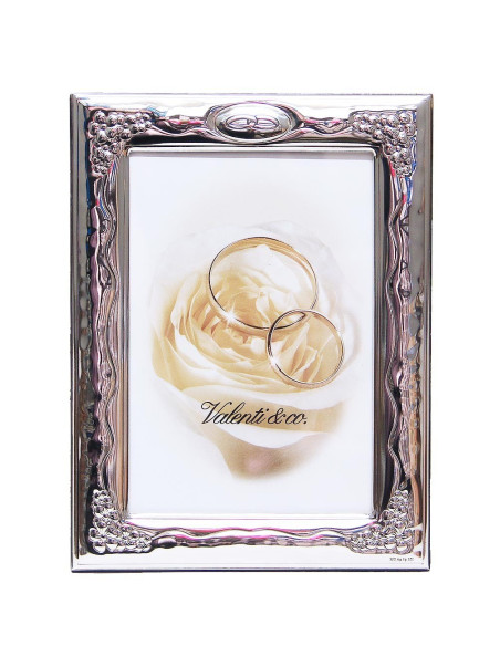 Valenti zilveren trouwfotolijst met trouwringen – 9 × 13 cm