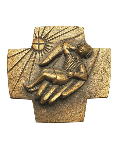 Bronze wall cross – God’s hand holding a child, baptism gift