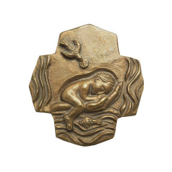Taufkreuz aus Bronze 10 cm | Heiliger Geist und Fluss