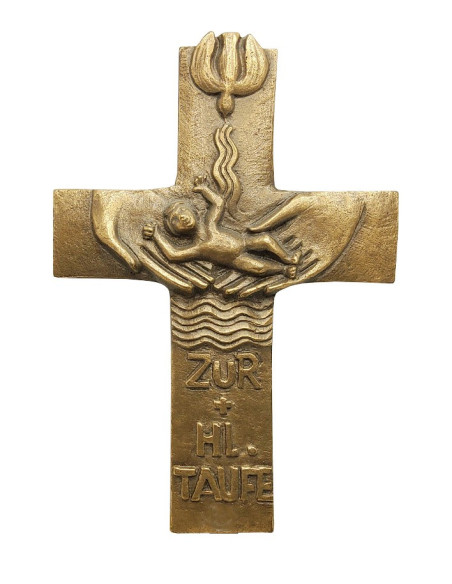 Wandkreuz aus Bronze für die Heilige Taufe