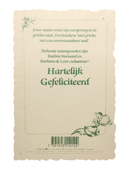 Vintage-Blumenpostkarte mit Namen - Barbara