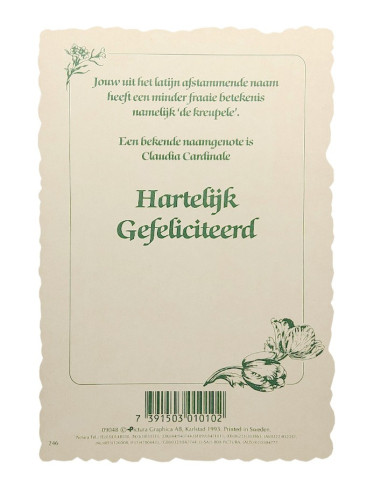 Carte postale fleurie vintage avec prénom - Claudia