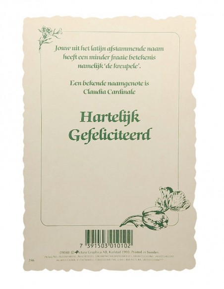 Postal floral vintage con nombre - Claudia