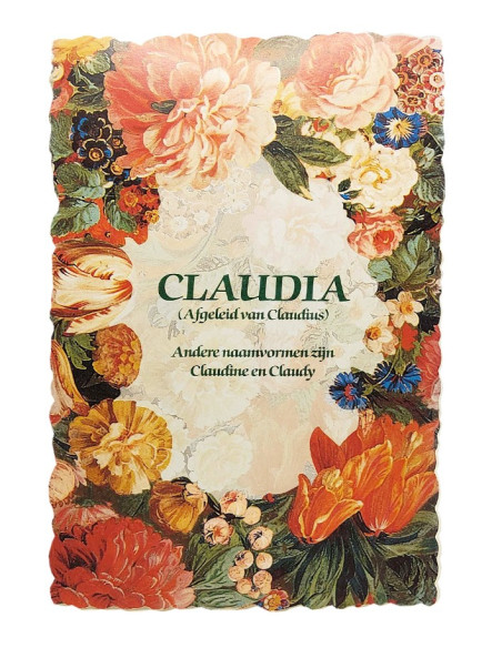 Postal floral vintage con nombre - Claudia