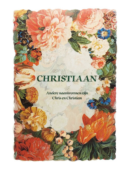 Cartolina floreale d'epoca con nome di battesimo - Christiaan