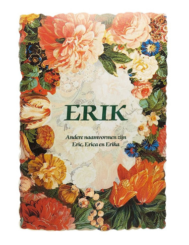 Carte postale fleurie vintage prénom Erik – 11,5 × 17 cm