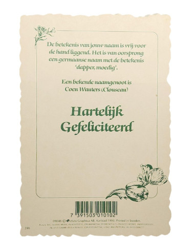 Tarjeta postal Koen floral vintage – Texto en neerlandés