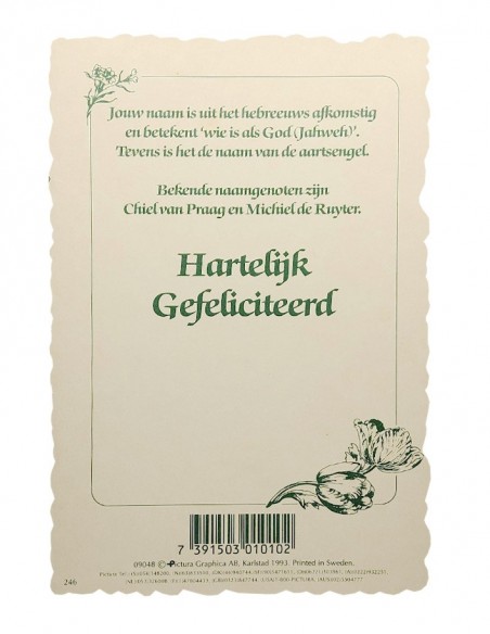 Vintage-Blumenpostkarte mit Vornamen - Michiel