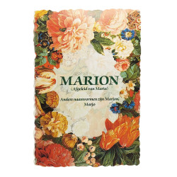 Vintage bloemenkaart met voornaam Marion – 11,5 × 17 cm