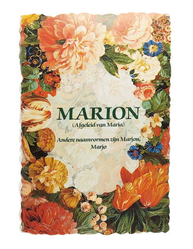 Cartolina floreale vintage con nome Marion – 11,5 × 17 cm