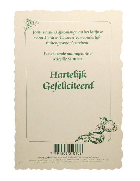 Cartolina floreale d'epoca con nome - Mireille