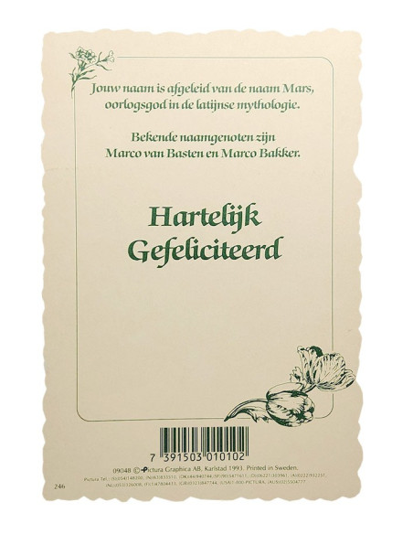 Vintage-Blumenpostkarte mit Vornamen - Marco