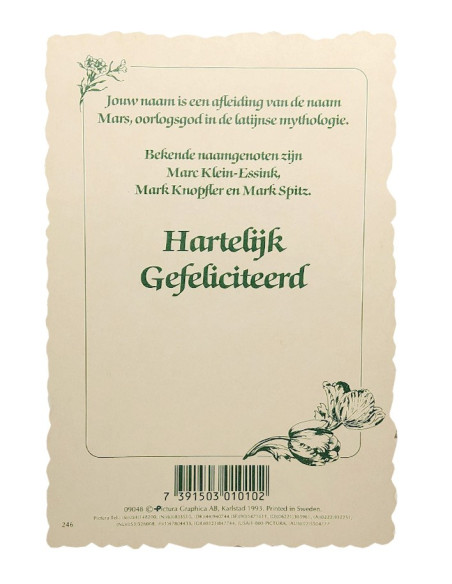 Carte postale fleurie vintage avec prénom - Mark